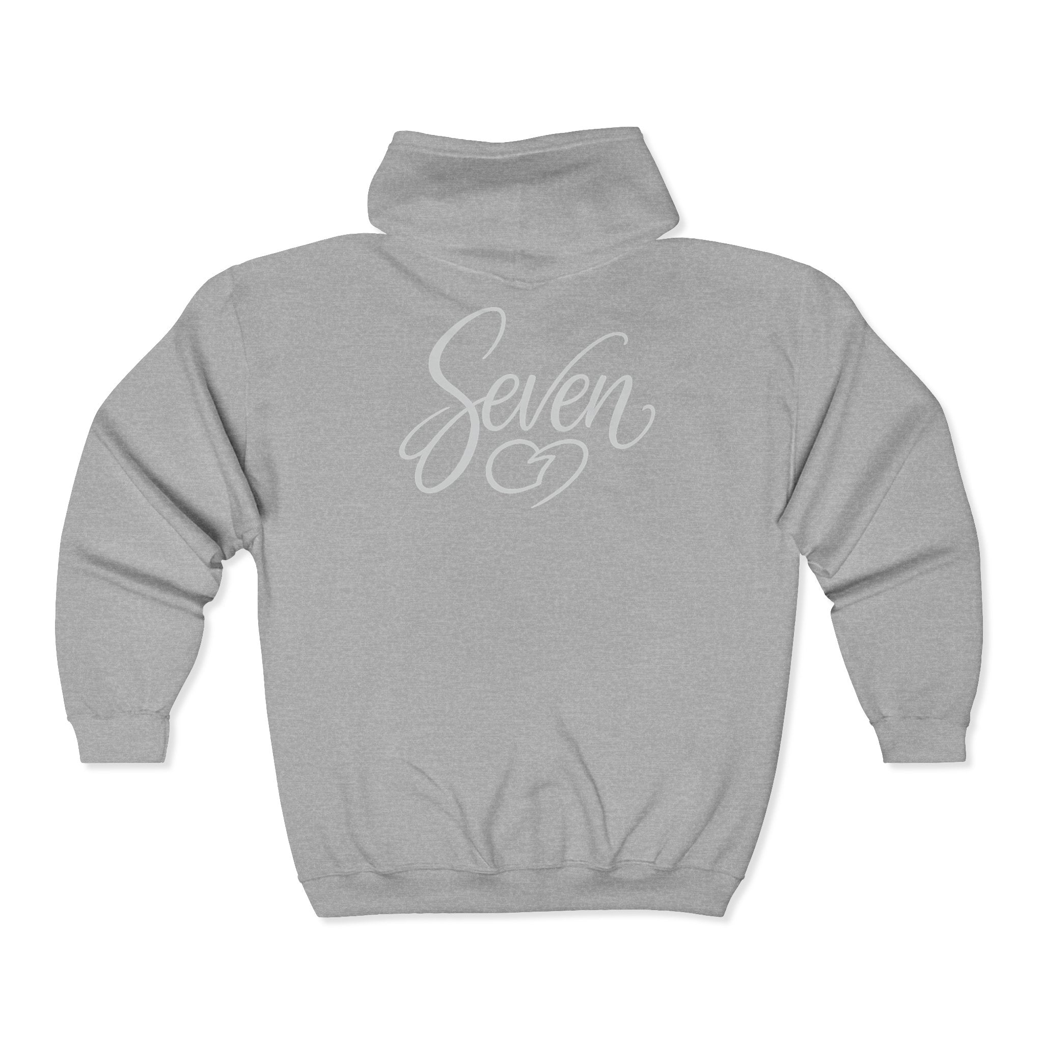 StaySeven Brand  Zip Hoodie - 'Seven' Heart Script Full-Zip Hooded Sweatshirt