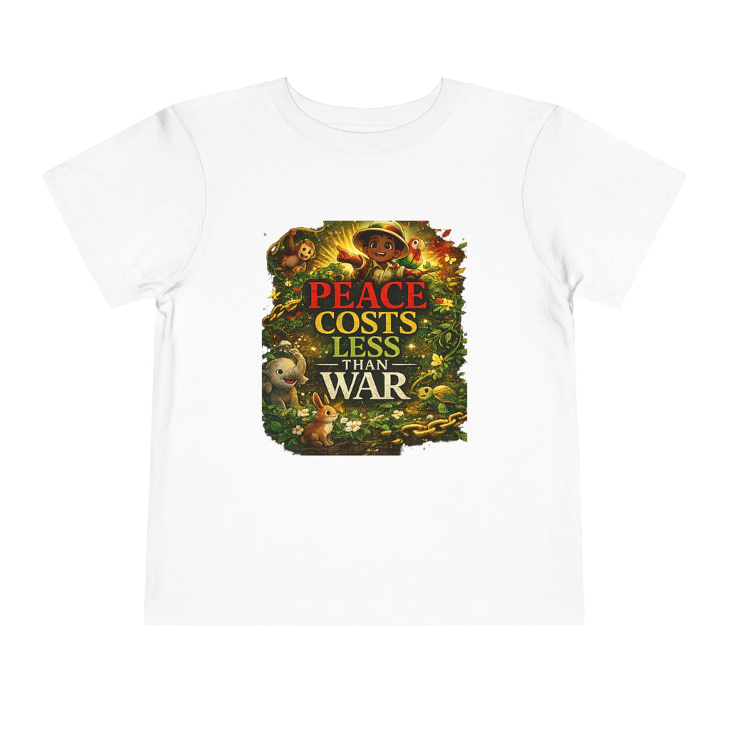 StaySeven Brand  Peace Costs Less Than War Toddler Tee - Anti-War Peace Message Kids Shirt
