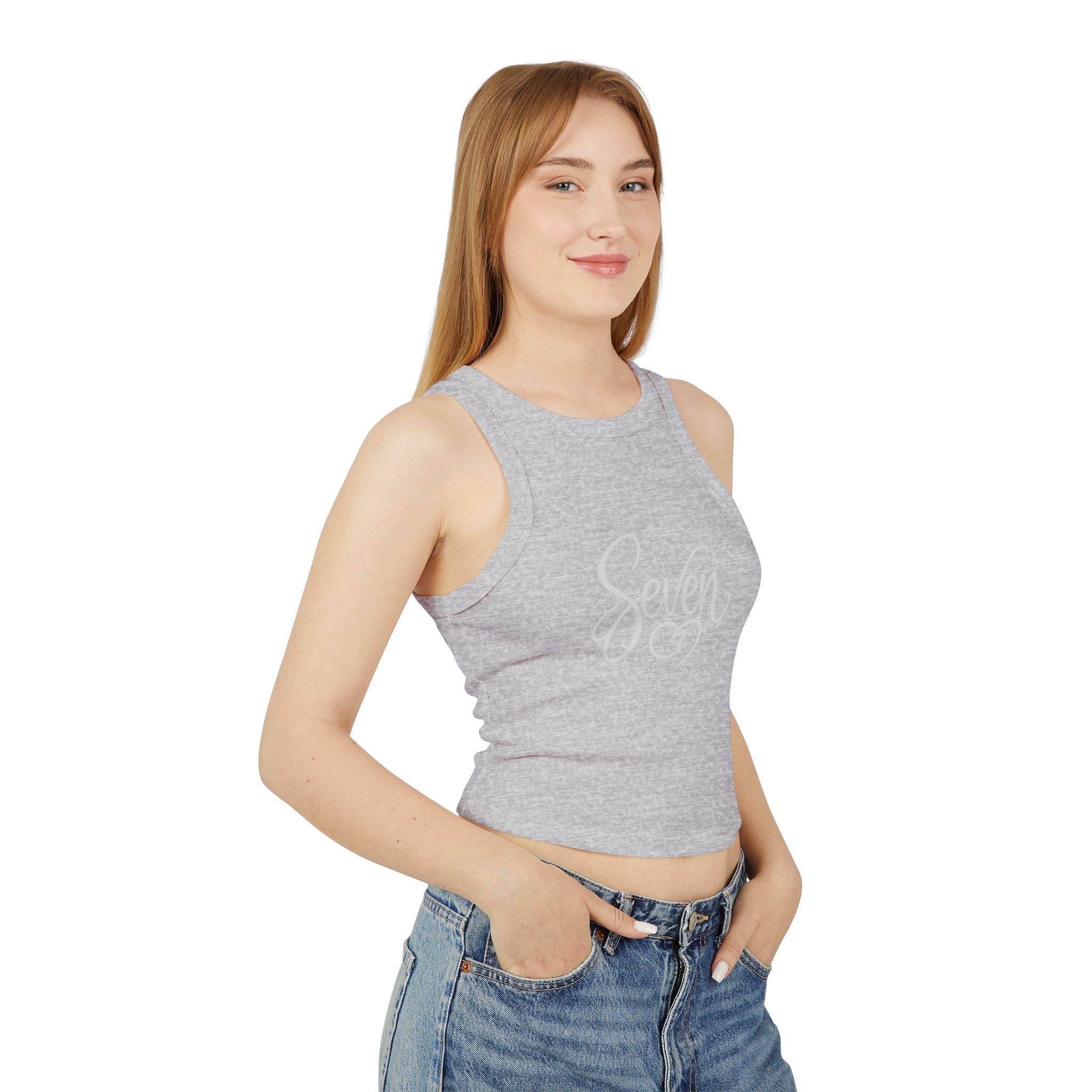 StaySeven Brand Heather Gray Micro Rib Tank Top - Soft Stretch Casual Tank