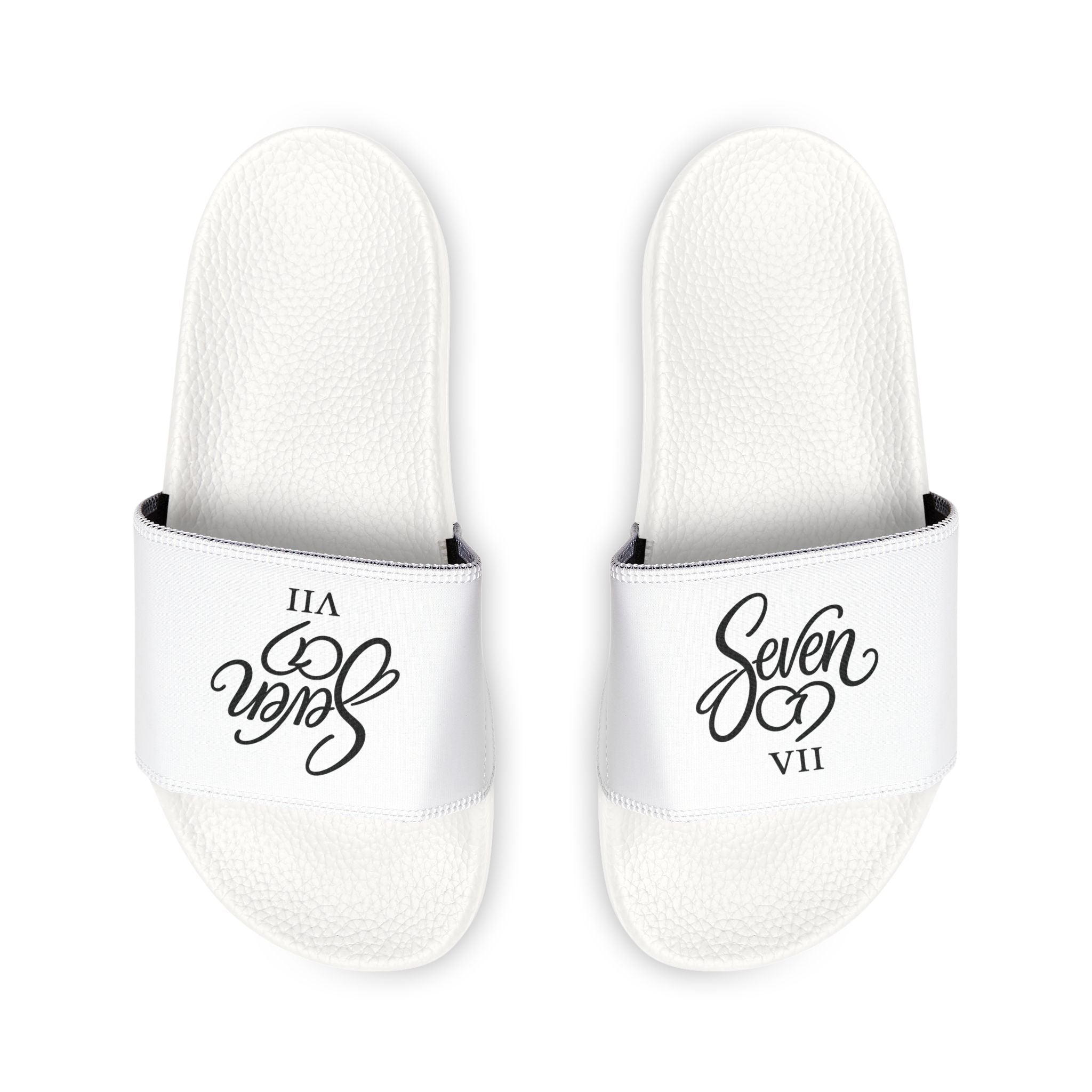 StaySeven Kids Signature Mismatch Slides – White Mix Edition