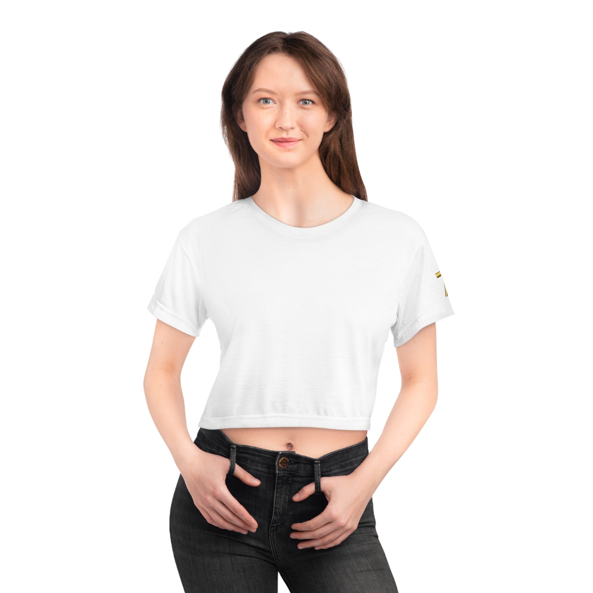 StaySeven Brand Respectfully Naw Crop Tee — Bold Gold Script Women’s Cropped Shirt