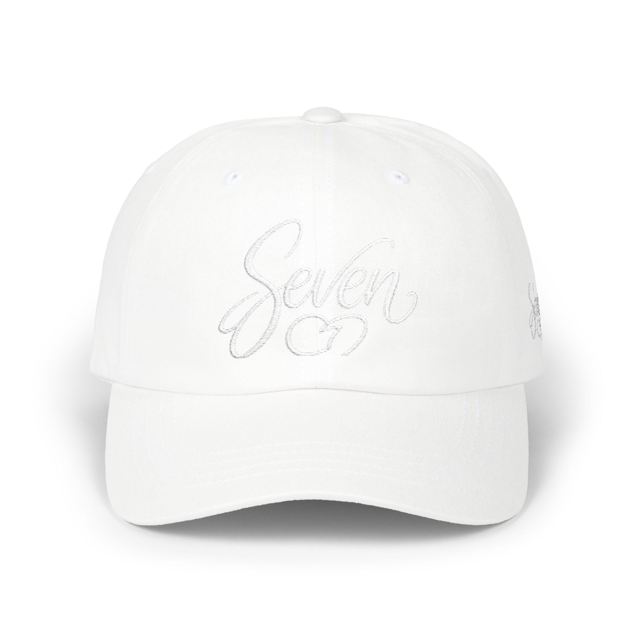 StaySeven Brand White Dad Cap - Signature Embroidered Hat