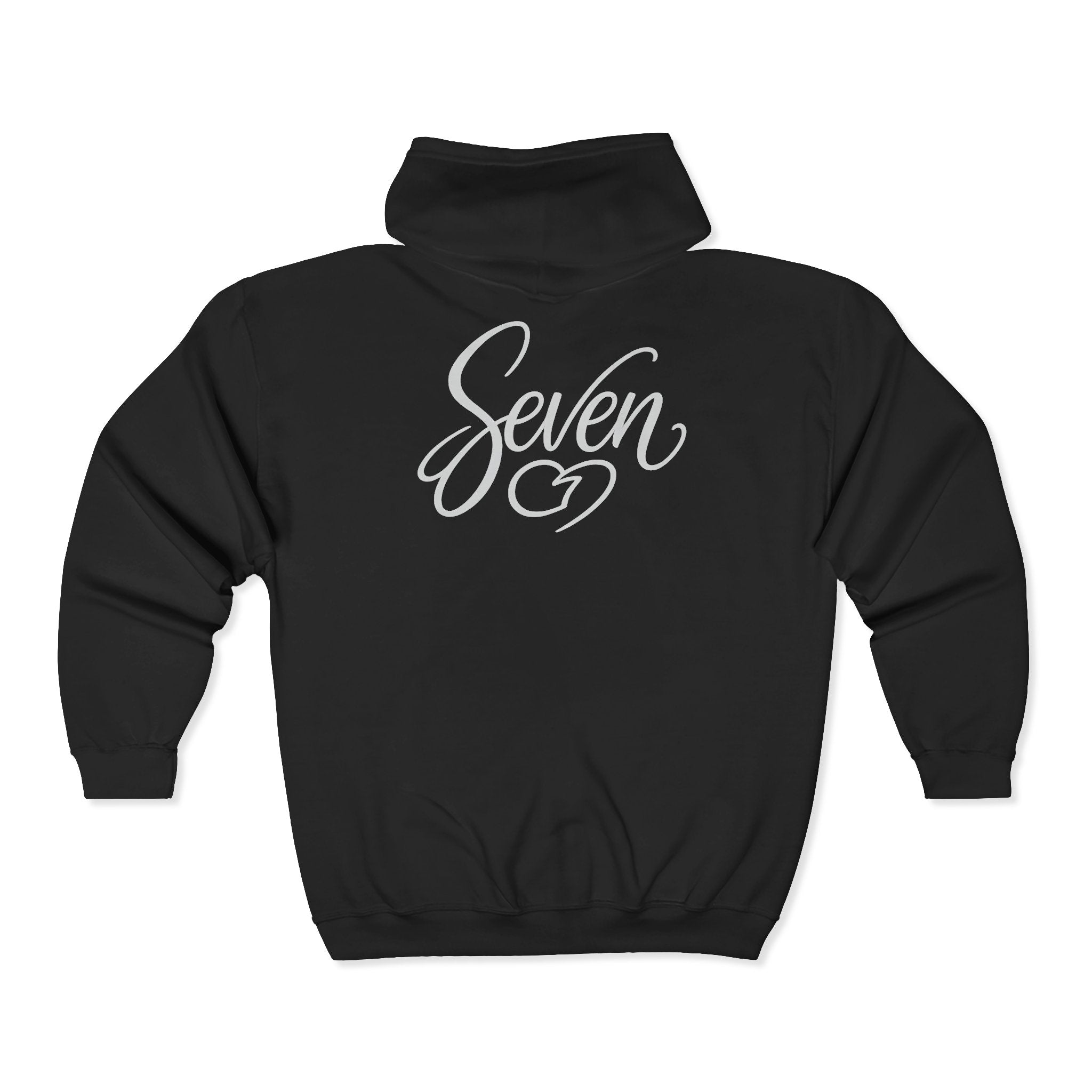 StaySeven Brand  Zip Hoodie - 'Seven' Heart Script Full-Zip Hooded Sweatshirt