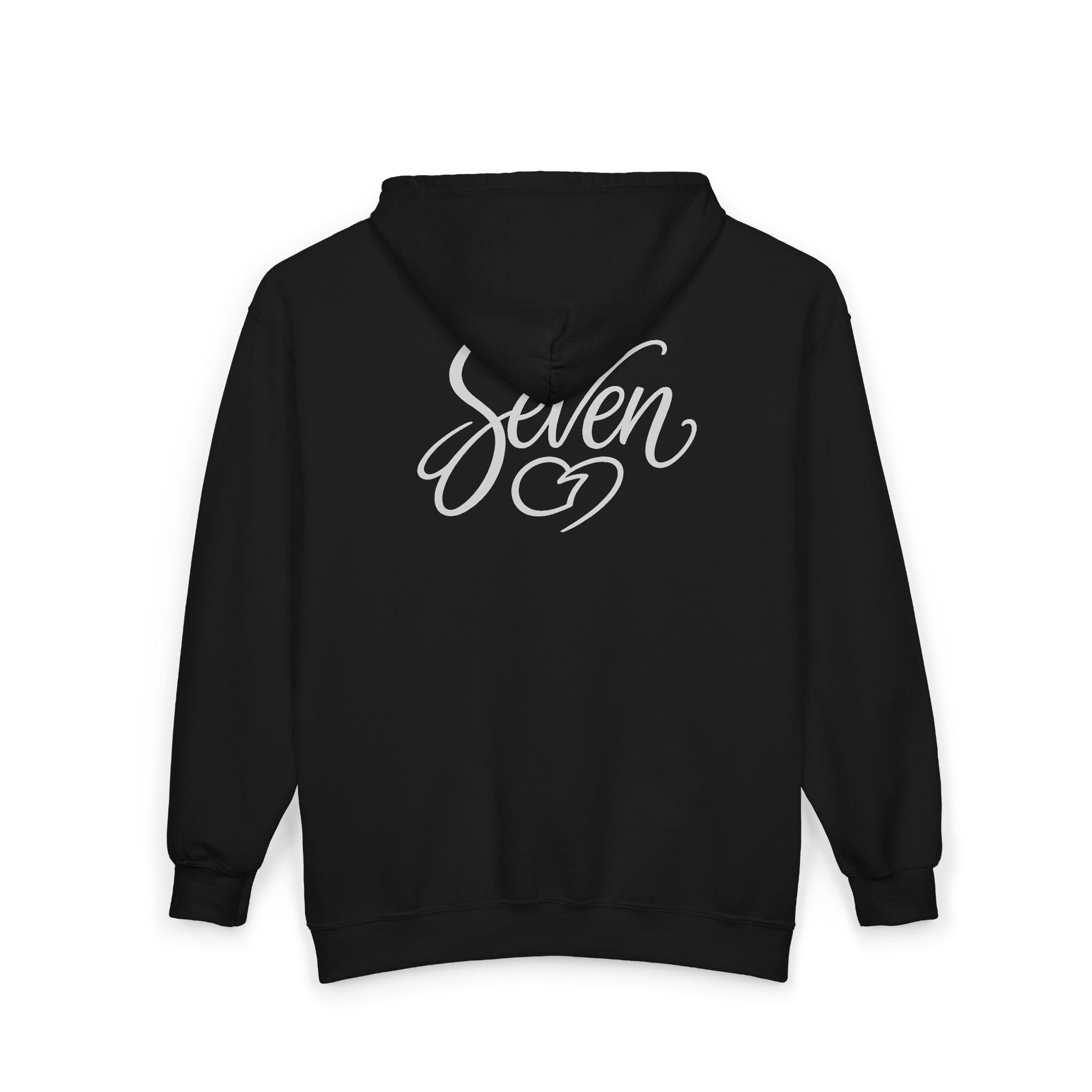 StaySeven Brand  Zip Hoodie - 'Seven' Heart Script Full-Zip Hooded Sweatshirt