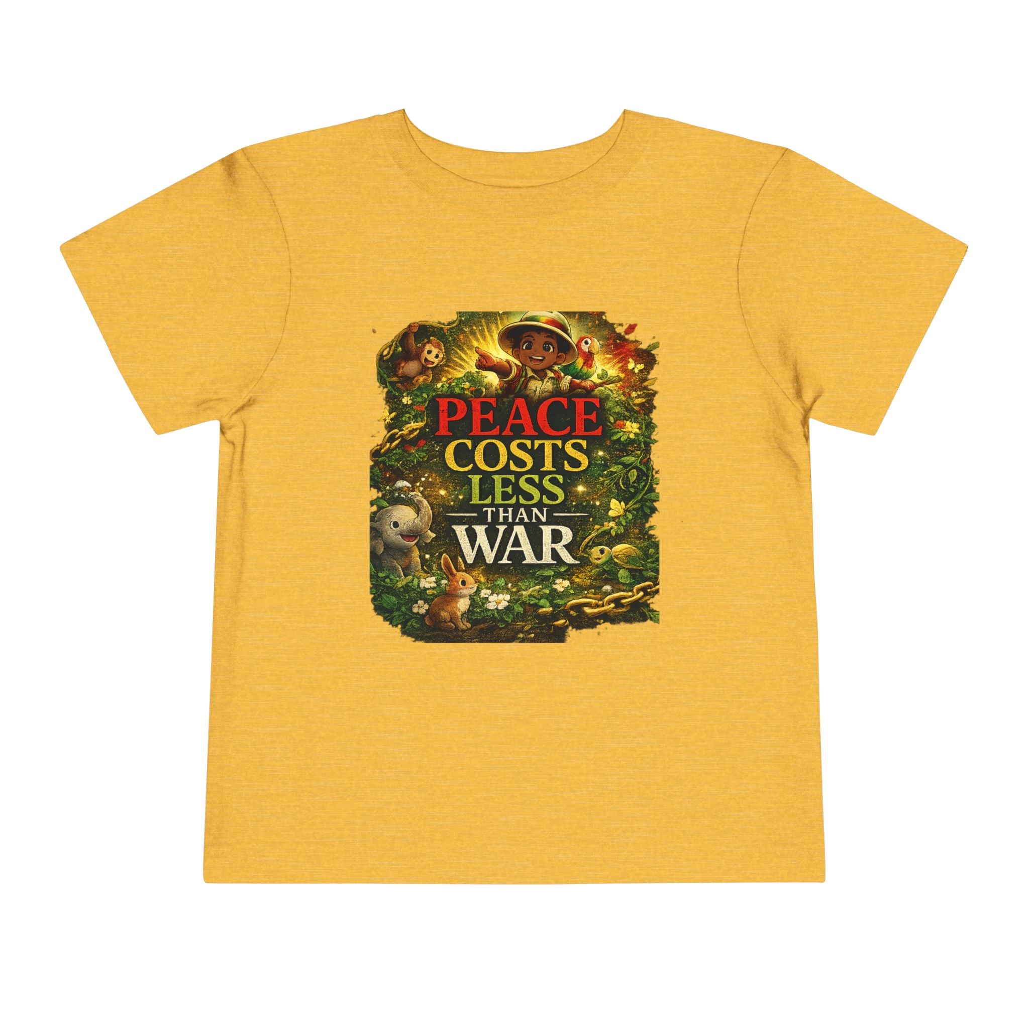 StaySeven Brand  Peace Costs Less Than War Toddler Tee - Anti-War Peace Message Kids Shirt