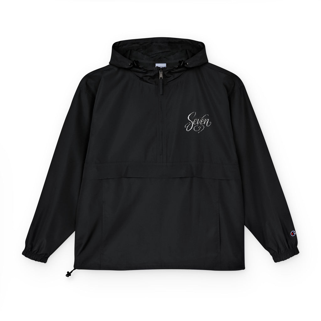 StaySevenBrand Unisex Anorak Windbreaker Jacket – Lightweight Hooded Pullover (Black & Navy)