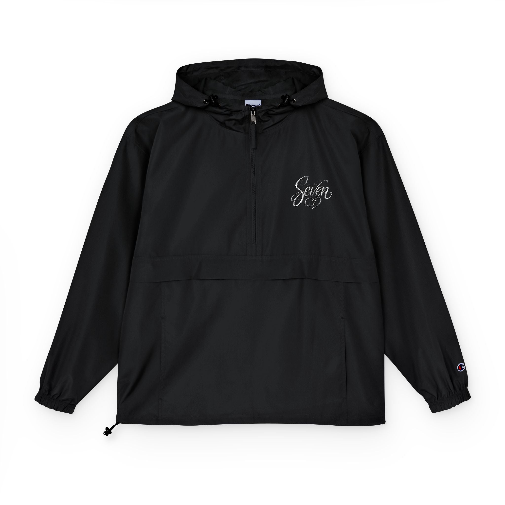 StaySevenBrand Unisex Anorak Windbreaker Jacket – Lightweight Hooded Pullover (Black & Navy)
