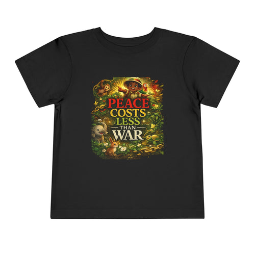 StaySeven Brand  Peace Costs Less Than War Toddler Tee - Anti-War Peace Message Kids Shirt